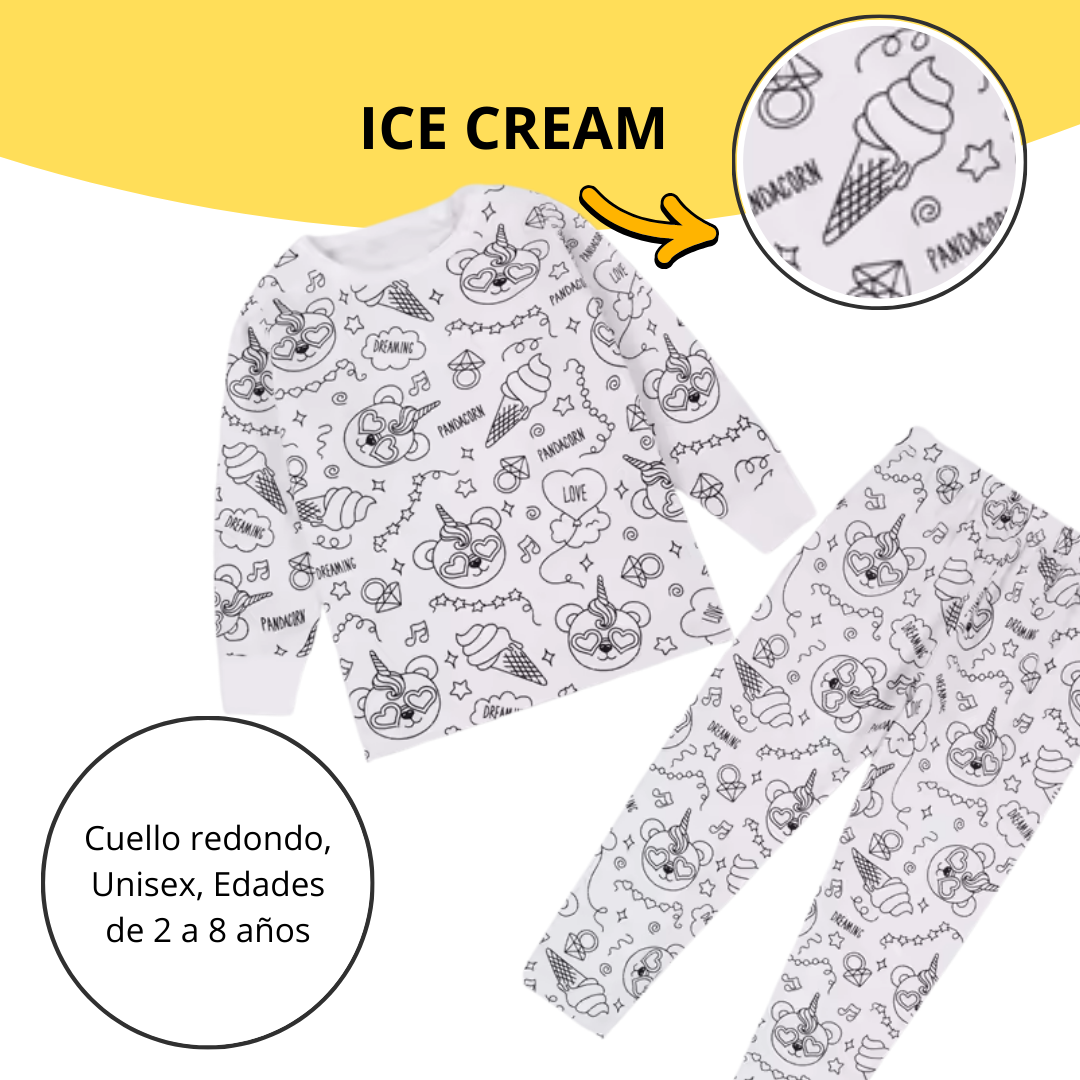 Pijamas Para Colorear Niña y Niño, con 12 Marcadores Lavables.