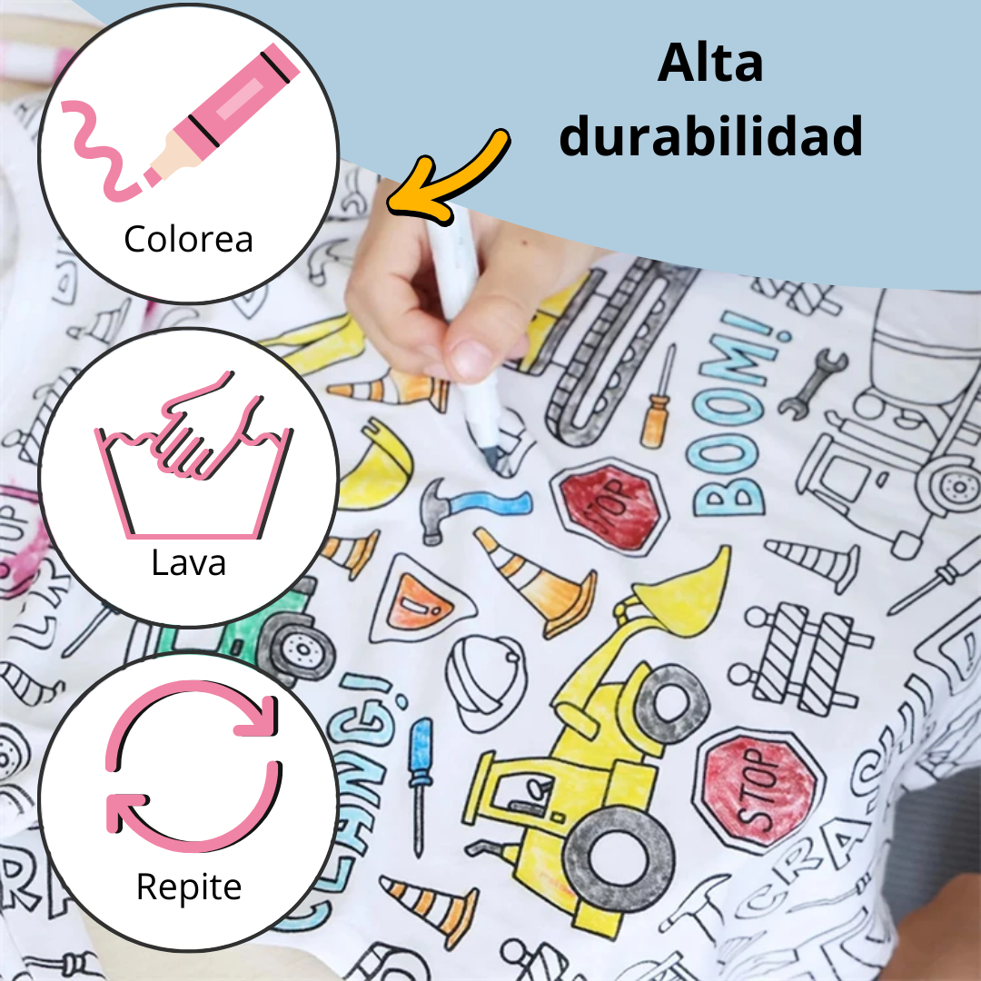 Pijamas Para Colorear Niña y Niño, con 12 Marcadores Lavables.