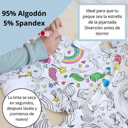 Pijamas Para Colorear Niña y Niño, con 12 Marcadores Lavables.