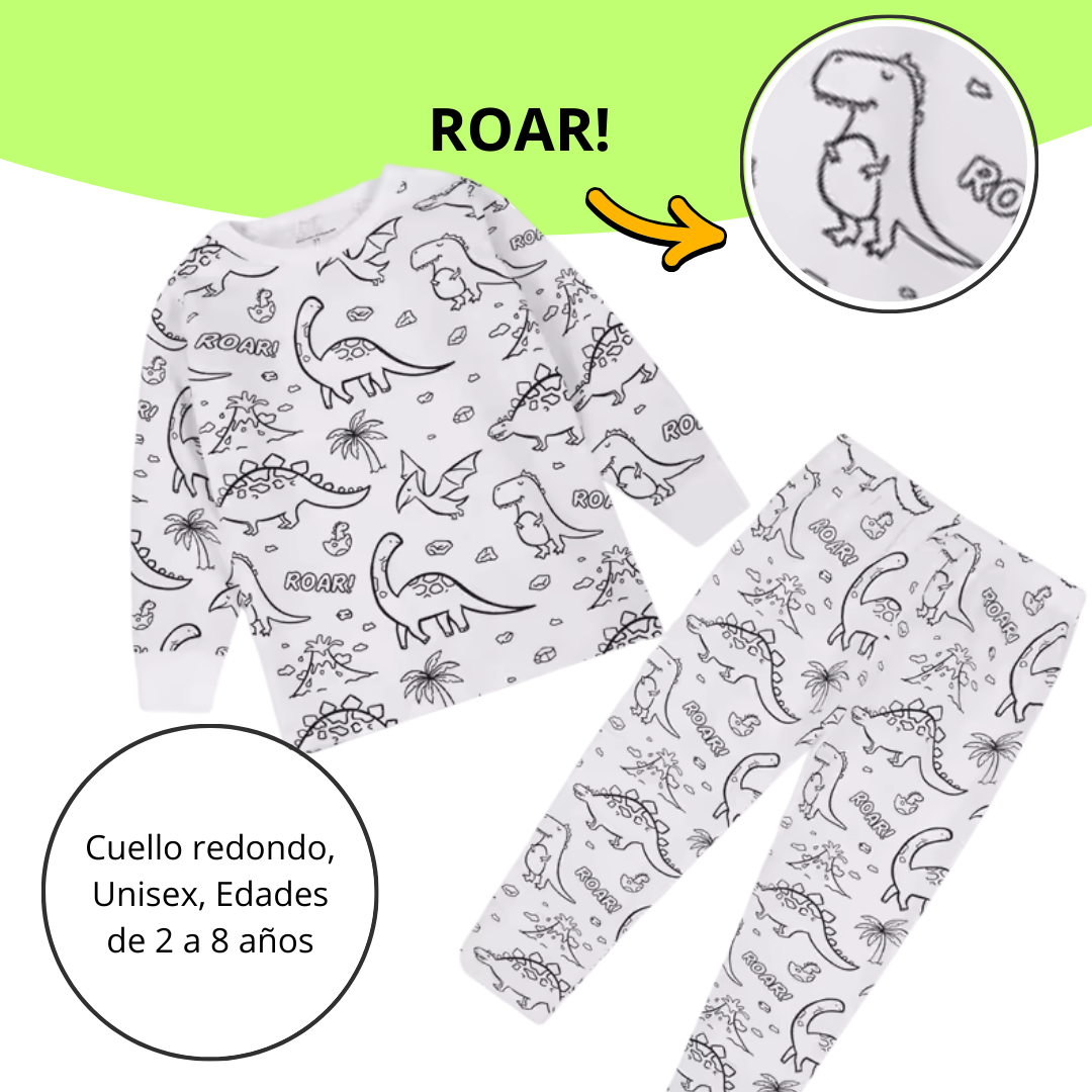 Pijamas Para Colorear Niña y Niño, con 12 Marcadores Lavables.