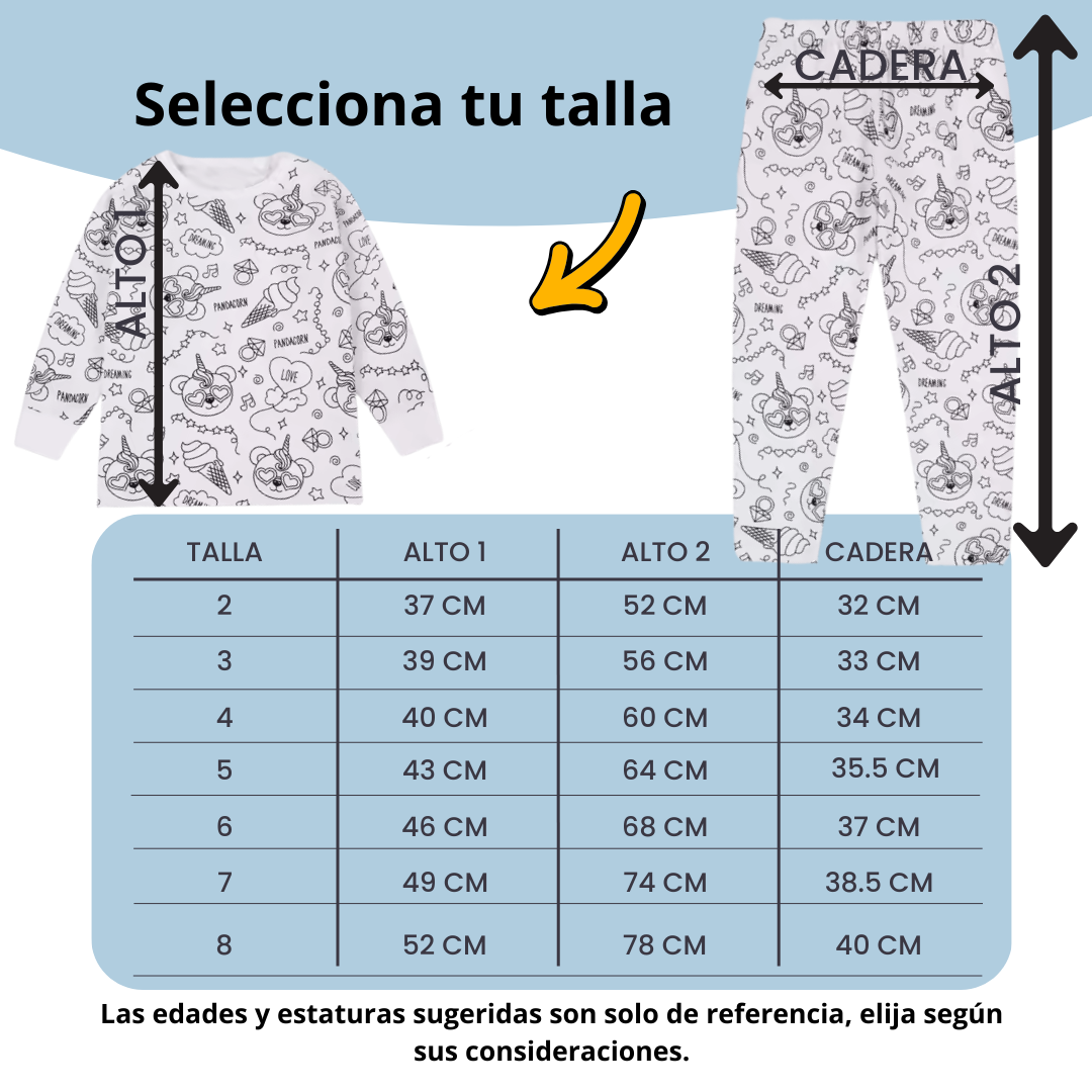 Pijamas Para Colorear Niña y Niño, con 12 Marcadores Lavables.
